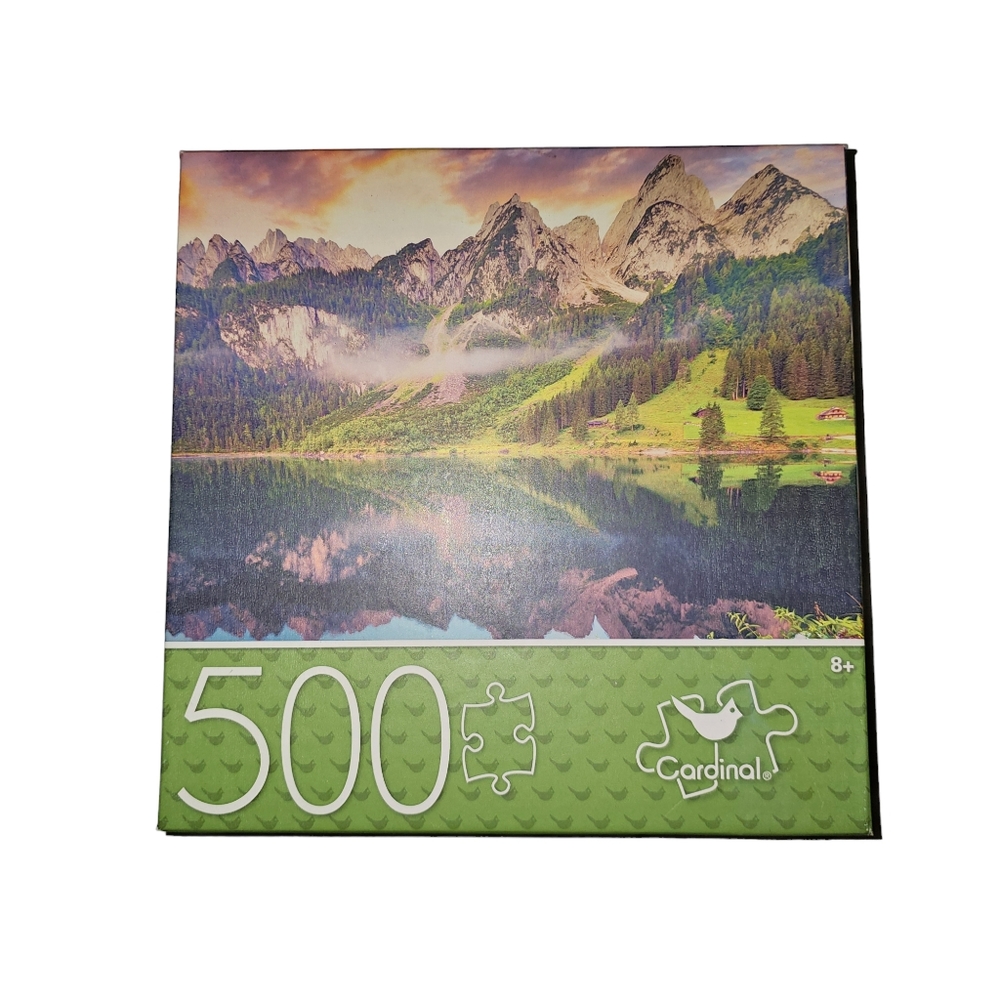 Cardinal Colorful Summer Sunrise 500 Piece Jigsaw Puzzle Landscape Mountain Lake